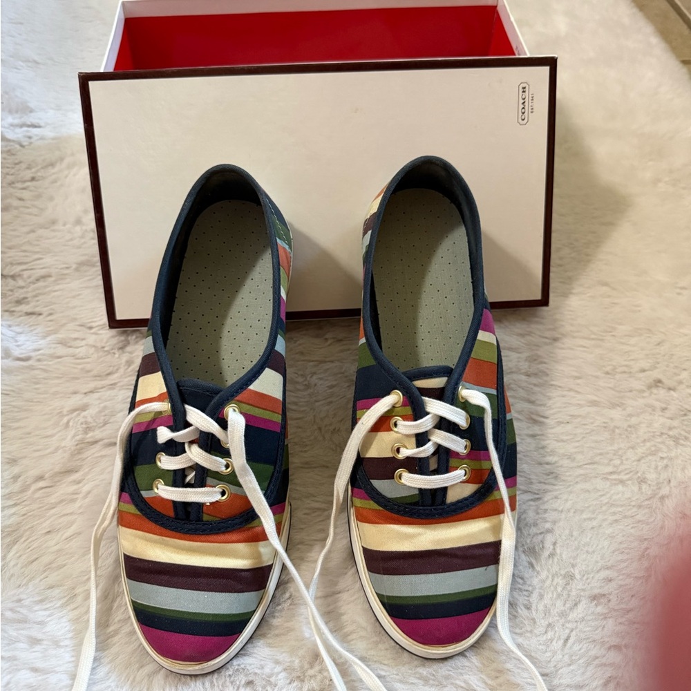 Coach Audrina in Multi Stripe Canvas Sneakers - Picture 1 of 14